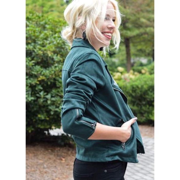 Sanctuary Jackets & Blazers - Sanctuary Faux Suede Moto Jacket in Forest Green